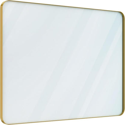 VocalStar Gold Bathroom Mirror for Wall, 40 x 30 Inch Metal Framed Rounded Rectangle Vanity Mirror Modern Farmhouse, 1/4-inch Shatterproof Glass | Ultra-Flush Hanging
