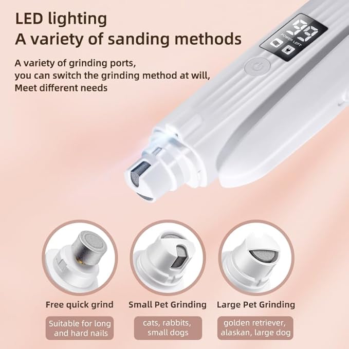 2-in-1 Dog Nail Trimmers & Dog Nail Grinder with 2 LED Lights, USB Rechargeable, Cat Nail Clipper with Splash Guard, and Multiple Grinding Methods for Small, Medium, and Large Dogs & Cats-Mewly Pet