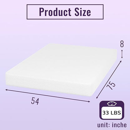 PayLessHere Memory Foam Mattress Cooling Gel Bamboo Charcoal Infused Mattress 8 inch Mattress CertiPUR-US Certified Breathable Bed Mattress for Cooler Sleep Supportive & Pressure Relief,White Full