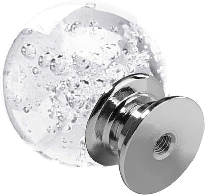 12 Pcs 30mm Round Shape Bubble Crystal Glass Cabinet Knobs with Screws Drawer Knob Pull Handle Used for Kitchen, Dresser, Door, Cupboard (Clear)