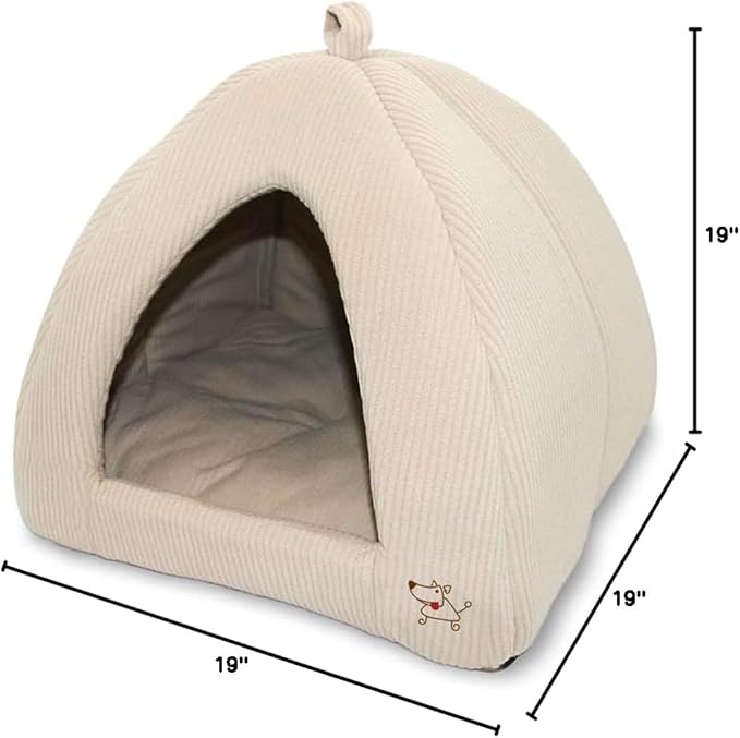 Pet Tent-Soft Bed for Dog and Cat by Best Pet Supplies - Beige Corduroy, 19" x 19" x H:19"-Mewly Pet