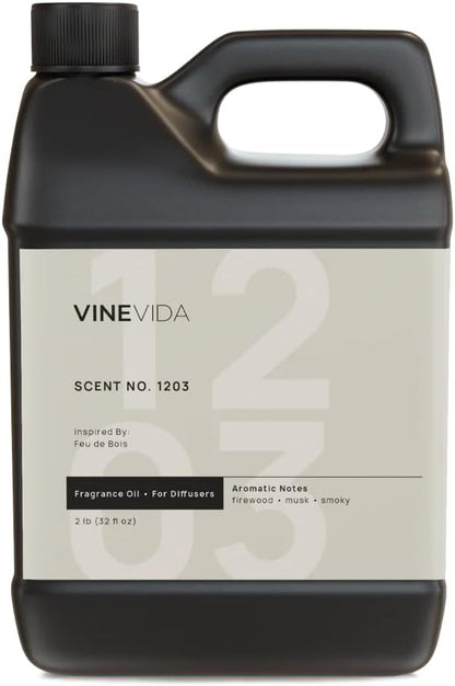 VINEVIDA [32 Fl Oz] Scent NO. 1203 Fragrance Oil for Cold Air Diffusers, Aromatic Notes of Smokey Woody Musk, Essential Oils for Diffuser Oil Refill & Air Freshener Room Spray