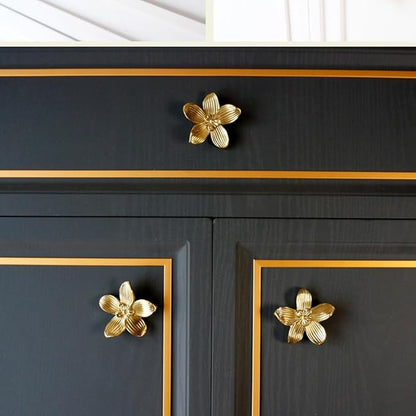 Petal Knobs Brushed Gold Cabinet Knob, Dresser Drawers Cute Handle Hardware Door Pulls, 4 Pack Flower Knobs – for Furniture, Vanity