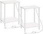 HOOBRO Side Table with Charging Station, Set of 2 End Tables with USB Port and Outlets, Nightstand with 2-Layer Storage Shelves for Small Spaces, Living Room, Bedroom, White WW09UBZP201