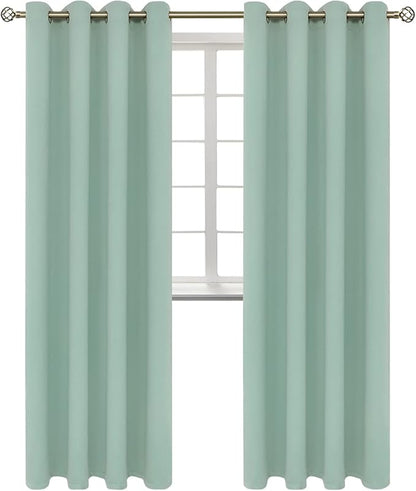 BGment Blackout Curtains - Grommet Thermal Insulated Room Darkening Bedroom and Living Room Curtains, Set of 2 Panels (52 x 95 Inch, Frosty Green)