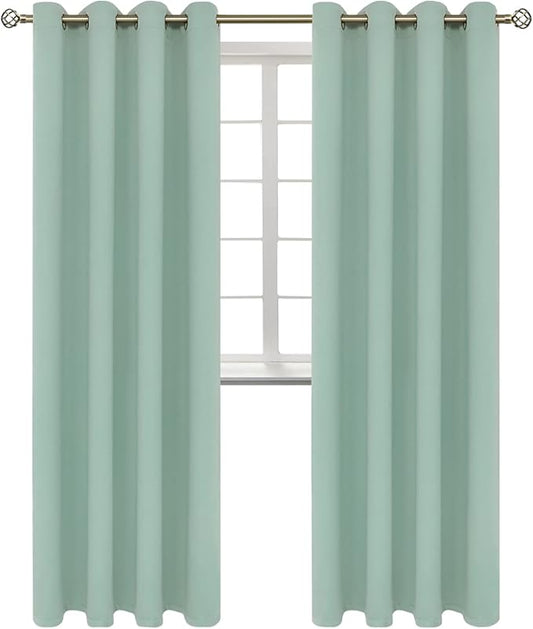 BGment Blackout Curtains - Grommet Thermal Insulated Room Darkening Bedroom and Living Room Curtains, Set of 2 Panels (52 x 95 Inch, Frosty Green)