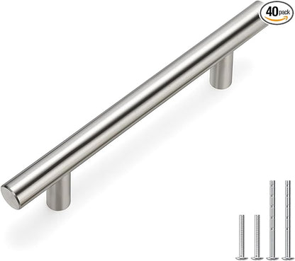 homdiy Cabinet Handles Brushed Nickel 40 Pack 3-1/2in(90mm) Hole Center Drawer Pulls Stainless Steel Kitchen Drawer Door Handles for Dresser Drawers