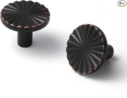 2 Pack Oil Rubbed Bronze Cabinet Knobs Flat Drawer Pulls Kitchen Cupboard Bathroom Dresser Cabinet Hardware Handles Zinc Alloy