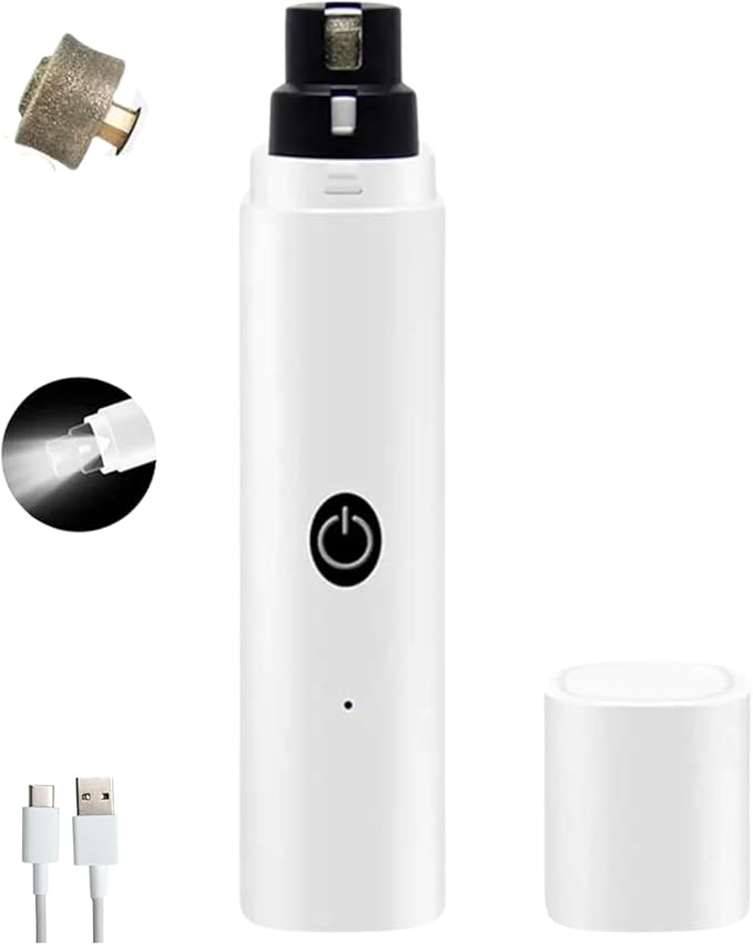GajetNest Professional Pet Nail Grinder for Dogs and Cats, 2 Speeds LED Light USB Charging Low Vibration, Quiet, Cordless Ergonomic Long Lasting Battery, Safety Guard-Mewly Pet
