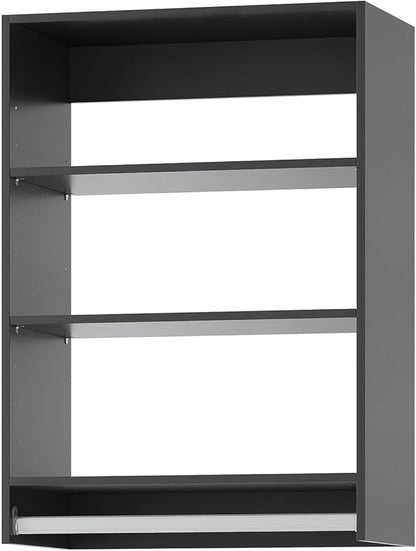 ROOMTEC 28.5" Medium Hanging Closet Unit, Modular Closet System with Hanging Rod, Wardrobe Organizer for Bedroom or Walk-in Closet, Wall Mounted, Customizable Clothes Storage Unit, Black