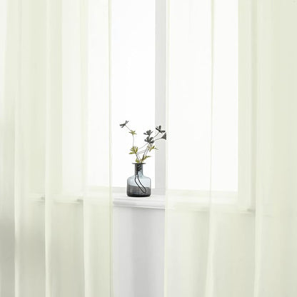 DUALIFE Cream Beige Semi Sheer Curtains for Living Room Airy Drapes with Light Filtering Window Curtain Panels for Bedroom 2 Pcs, 52X72 Inches Ivory