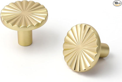 10 Pack Brushed Gold Cabinet Knobs Brass Flat Drawer Pulls Kitchen Cupboard Bathroom Dresser Cabinet Hardware Handles Zinc Alloy