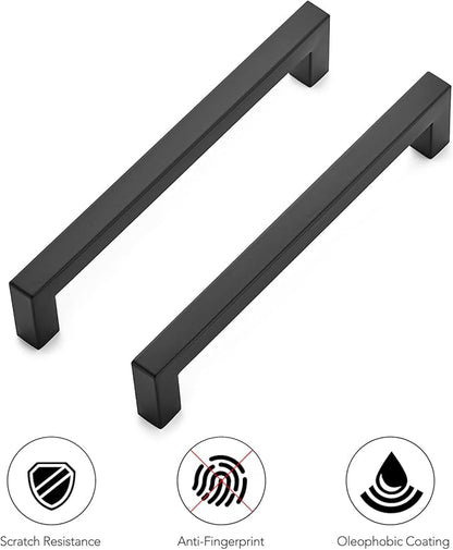 Ravinte 10 Pack 6-1/4 Inch Kitchen Square Cabinet Handles Matte Black Pulls Black Drawer Pulls Kitchen Cabinet Hardware Handles