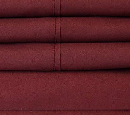 Twin XL Size Bed Sheets - 4 Piece 1500 Supreme Collection Fine Brushed Microfiber Deep Pocket Twin X-Large Sheet Set Bedding - 1 EXTRA PILLOW CASES, GREAT VALUE, Twin XL, Burgundy
