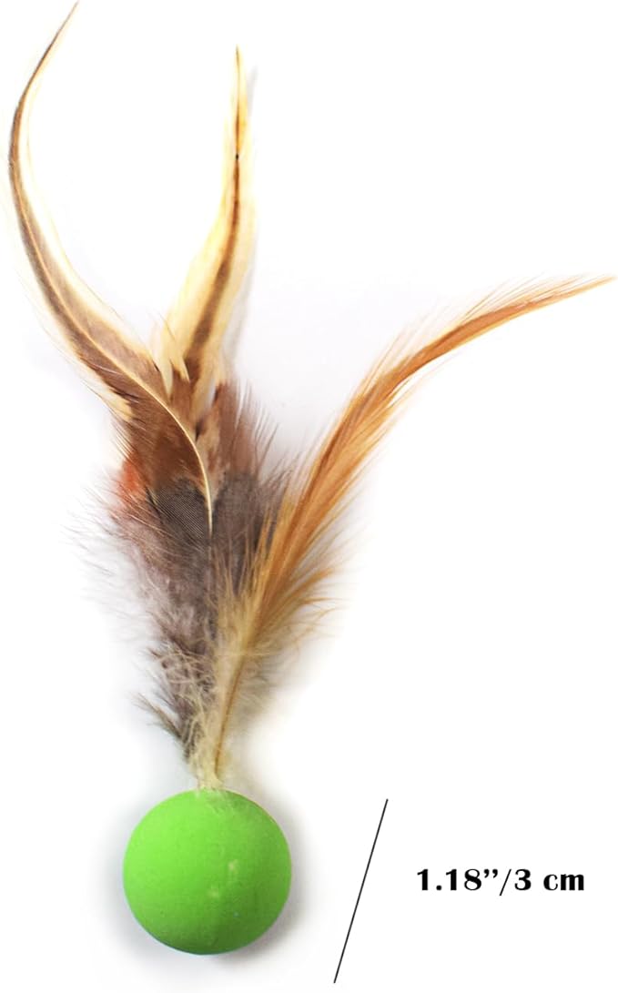 Cat Toy Balls, 5 PCS Colorful Feather Bouncy Balls for Cats No Noise Interactive Kitten Toys Cat Exercise Ball, Safe for Your Kitty (A)-Mewly Pet