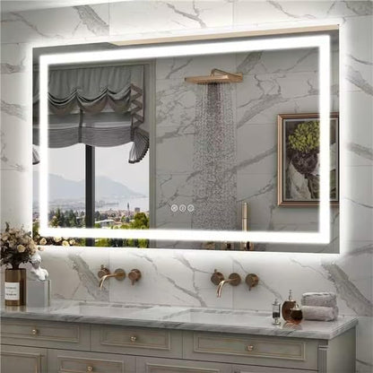 50x36 LED Lighted Bathroom Mirror for Wall, Large Vanity Mirror with Lights, Dimmable, Anti-Fog, Shatter-Proof, ETL Listed (Front + Backlit)