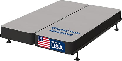 Treaton, 8-Inch Sturdy Wood Box Spring for Mattress Support - Durable and Fully Assembled, Natural Wood Foundation for Queen, Gray