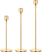 Gold Candle Holders Gold Taper Candle Holder Metal Candle Holder for Wedding, Dinning, Party, Fits 3/4 inch Thick Candle&Led Candles (Set of 3 Pcs)