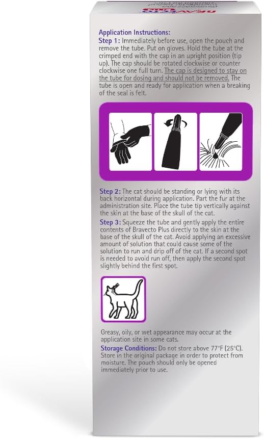 BRAVECTO PLUS Topical Solution for Cats, Flea, Tick & Heartworm, 2 Months Supply, 13.8-27.5 lbs., Purple Box-Mewly Pet