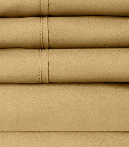 Cal King Size Bed Sheets - 6 Piece 1500 Supreme Collection Fine Brushed Microfiber Deep Pocket California King Sheet Set Bedding - 2 Extra Pillow Cases, Great Value, California King, Camel