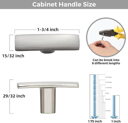 40 Pack Silver Cabinet Knobs - Curved Cabinet Pulls Brushed Nickel Knobs for Kitchen Cabinet Drawer Solid Dresser Knobs for Cabinet Hardware 1-3/4in Length Single Hole