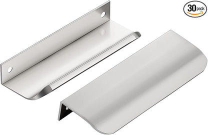 Ravinte Hardware 30 Pack Silver Cabinet Handles, 4.75 Inch (120mm) Finger Edge Pulls, 3.75 Inch Hole Center, Finger Pulls for Cabinets