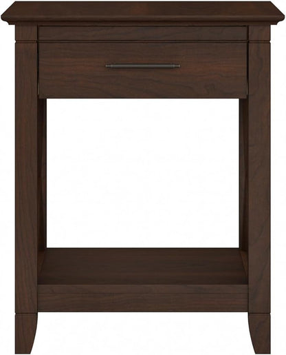 Bush Furniture Key West Small End Table with Storage | Modern Farmhouse Accent Shelf for Living Room in Bing Cherry