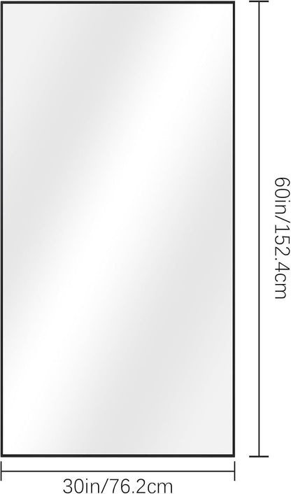 Black Bathroom Mirror for Wall, 30x60 Inch Rectangle Mirrors with Metal Frame, Modern Vanity Wall Mirror Decor for Entryway Hangs, Bathroom Living Room Horizontal or Vertical