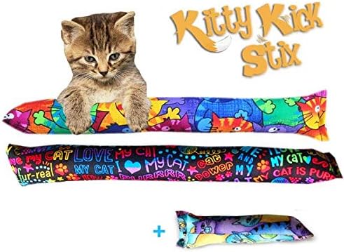 Kitty Kick Stix 15" Original Catnip Kicker Toy (Set of 2), Handmade in USA by Cat Lovers, Interactive Natural Cat & Kitten Toy, Packed with 100% Potent Catnip for All Breeds (15" +6" Combo)-Mewly Pet
