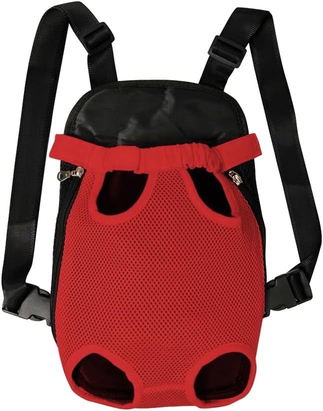 FEimaX Dog Carrier Backpack Pet Legs Out Front Cat Travel Bag, Adjustable Puppy Backpacks Carriers Hands-Free for Small Medium Dogs Cats Hiking Traveling Camping Daily Walking (X-Large, Red)-Mewly Pet