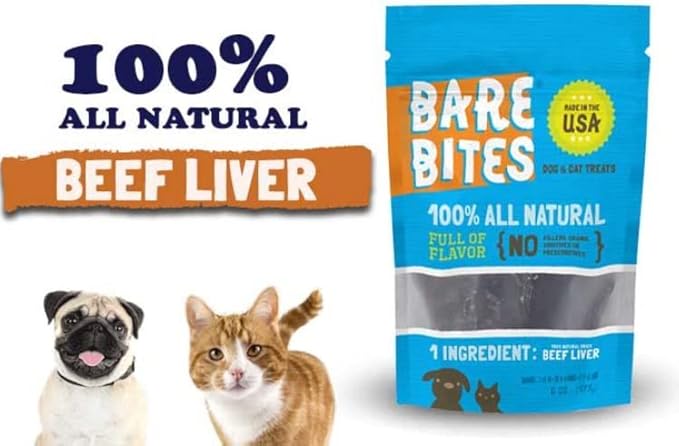100% All Natural Dehydrated Beef Liver Dog and Cat Treats (6 Ounce Bag) (6 Ounce Bag)-Mewly Pet