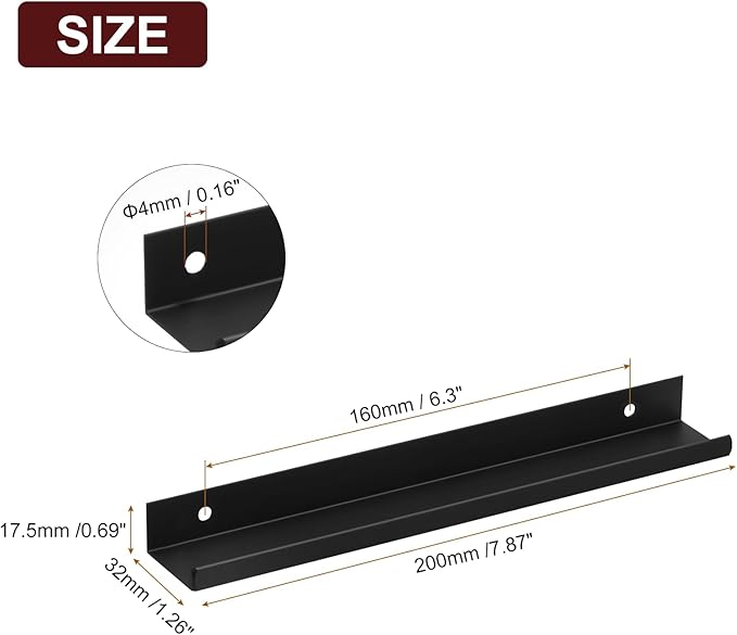 uxcell Cabinet Finger Edge Pull, 5pcs 200mm / 7.87" Aluminum Alloy Back Mount Hidden Cabinet Pulls Concealed Handle for Home Kitchen Drawer Cabinet, Black