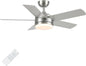 YUHAO 44 Inch Brushed Nickel Ceiling Fan with Light and Remote Control.Noiseless,Dimmable,3CCT,6 Speeds Reversible, DC Ceiling Fans for Indoor or Covered Outdoor