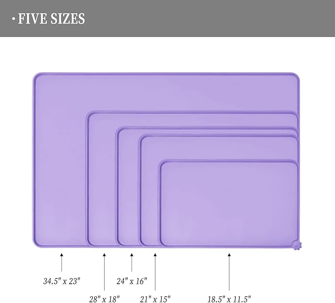 Waterproof Pet Feeding Mat with High Raised Edges, Heavier and Thicker Placemats for Cat Dog Water Bowl with BPA Free, Dogs Cats Food Mats for Messy Drinkers to Prevent Spill and Protect Floors-Mewly Pet