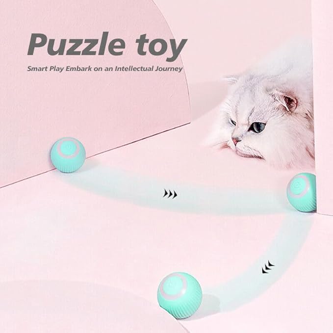 Power Ball 2.0 Interactive Cat Toy, Smart Automatic Rolling Ball for Indoor Cats, USB Charging (Pink & Blue)-Mewly Pet