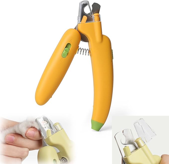 LED Pet Nail Clippers,Upgrade Cat Nail Clipper with Light,Cat Claw Trimmer Nail Clippers for Dogs,Trim Your Pets Nails Easy and Pain-Free Grooming Tool for Small Animals (Yellow)-Mewly Pet
