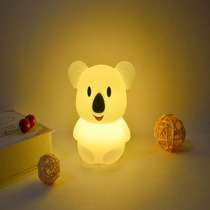 Night Light Kids with Cute Koala Design Baby Children's Room LED Bedside Lamp with Changeable RGB Colors Rechargeable Night Light Compatible with Touch Control & Remote Control - Koala