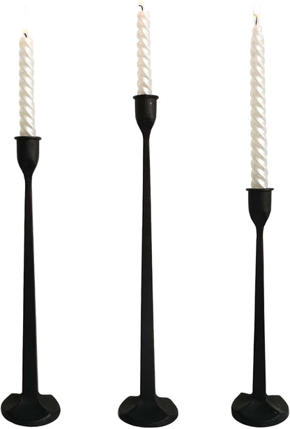 Iron Taper Candle Holder - Decorative Candle Stand - Candlestick Holder for Wedding, Dinning, Party, Set 3 (Black)