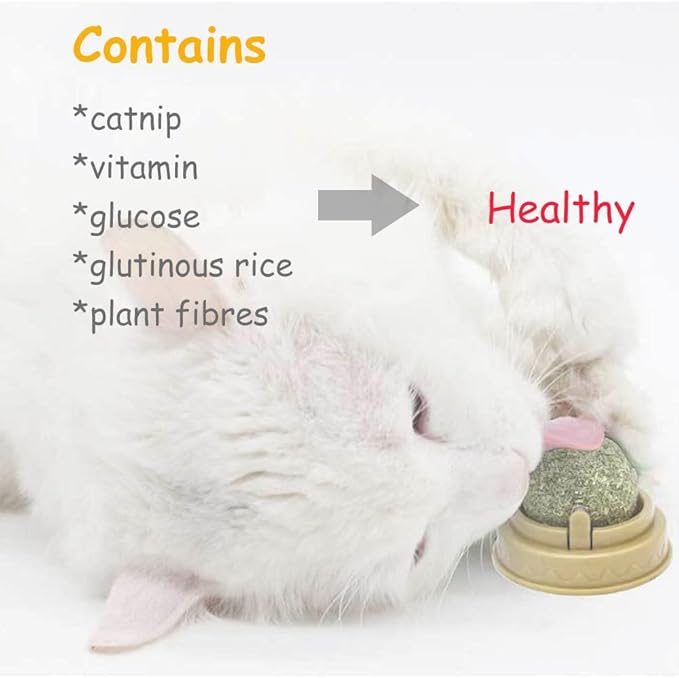 Oncpcare 4 Pack Catnip Balls, Natural Mint Leaf Catnip Ball for Cats Wall Cat Nip Cat Treats Magic Toy for Kitten Kitty Playing Chewing-Mewly Pet