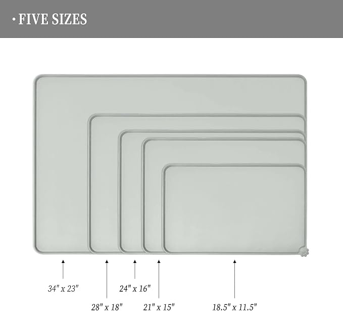 Waterproof Pet Feeding Mat with High Raised Edges, Heavier and Thicker Placemats for Cat Dog Water Bowl with BPA Free, Dogs Cats Food Mats for Messy Drinkers to Prevent Spill and Protect Floors-Mewly Pet