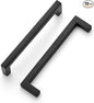 Ravinte 10 Pack Solid Kitchen Cabinet Handles Matte Black Cabinet Pulls Slim Drawer Pulls with 5 Inch Hole Center Square Bar Kitchen Cabinet Hardware