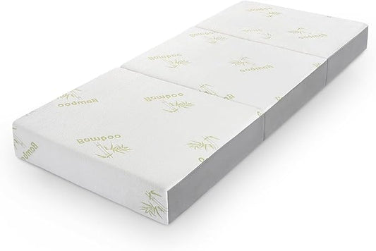 Inofia 6 Inch Tri Folding Mattress, Trifold Memory Foam Single Mattress with Ultra Soft Breathable Removable Cover, Foldable & Portable Single Size Bed (75" x 25" x 6")