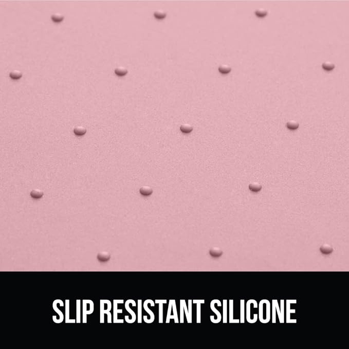 GORILLA GRIP 100% Waterproof Raised Edge BPA Free Silicone Pet Feeding Mat, Dog Cat Food Mats Contain Spills Protects Floors, Placemats for Cats and Dogs Water Bowl, Pets Accessories 16x10, Pink-Mewly Pet