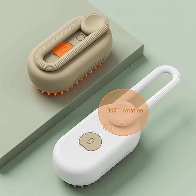 Generic Cat Steam Brush,Rechargeable with Handle,Self-Cleaning Grooming Tool,for Cats and Dogs,4 In1 Cat Steamy Brush, Multifunctional Hair Comb for Removing Tangled and Loose Hair (white)-Mewly Pet