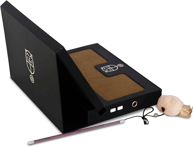 Toy Cat Laptop with 2 Scratchboards + Catnip Mouse Toy for Cats + 50pack Cat Sticker - Interactive Eco-Friendly Cat Computer with Scratch Pad Laptop for Cats - Mini Cat Laptop-Mewly Pet