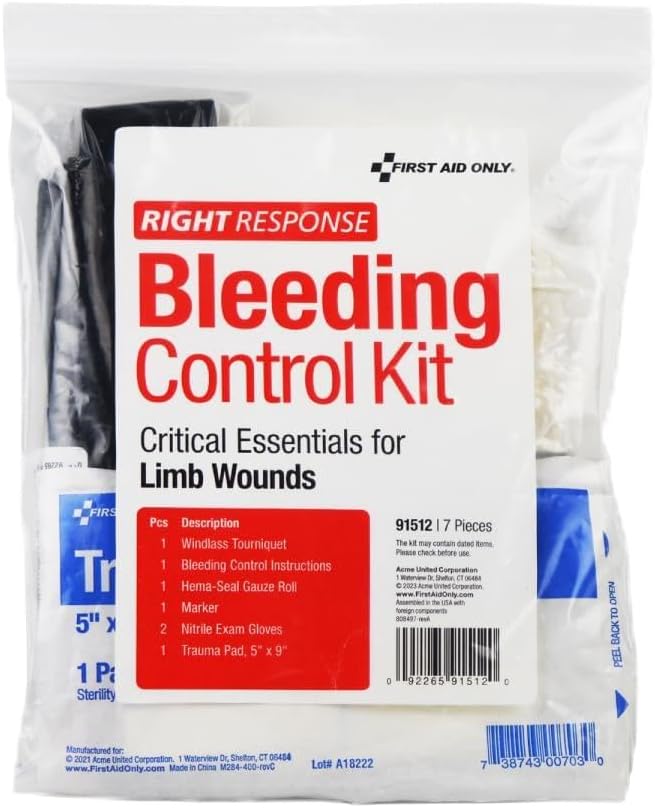First Aid Only 91512 Critical Essentials Bleeding Control Kit for Limb Wounds, 7 Pieces-Mewly Pet
