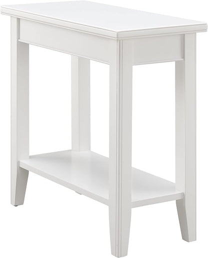 Leick Home Laurent End Table, Solid Wood, Bottom Display Shelf, Narrow, Easy-Assembly, for Living Room/Bedroom, White, 24.0 in. L x 12.0 in. W x 24.0 in. H, 10505-WT