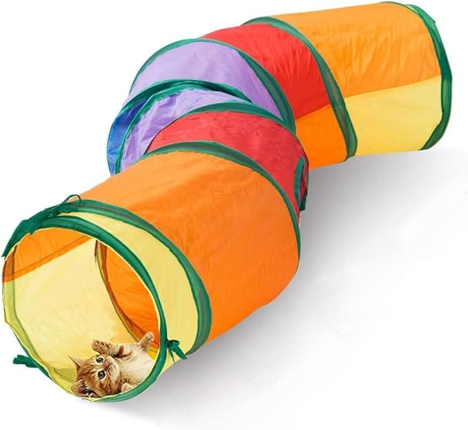 Cat Tunnels for Indoor Cats, Interactive Peek-a-Boo Cat Chute Cat Tube Toy, Camouflage S-Tunnel-Mewly Pet