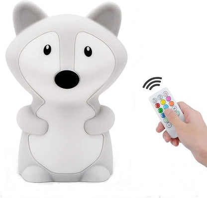 Animal Fox Kids Night Light, Cute Children's Room LED Bedside Rechargeable Child Lamp with Changeable RGB 9 Colors for Boy/Girl/Adult/Baby, Compatible with Touch-Control & Remote Control