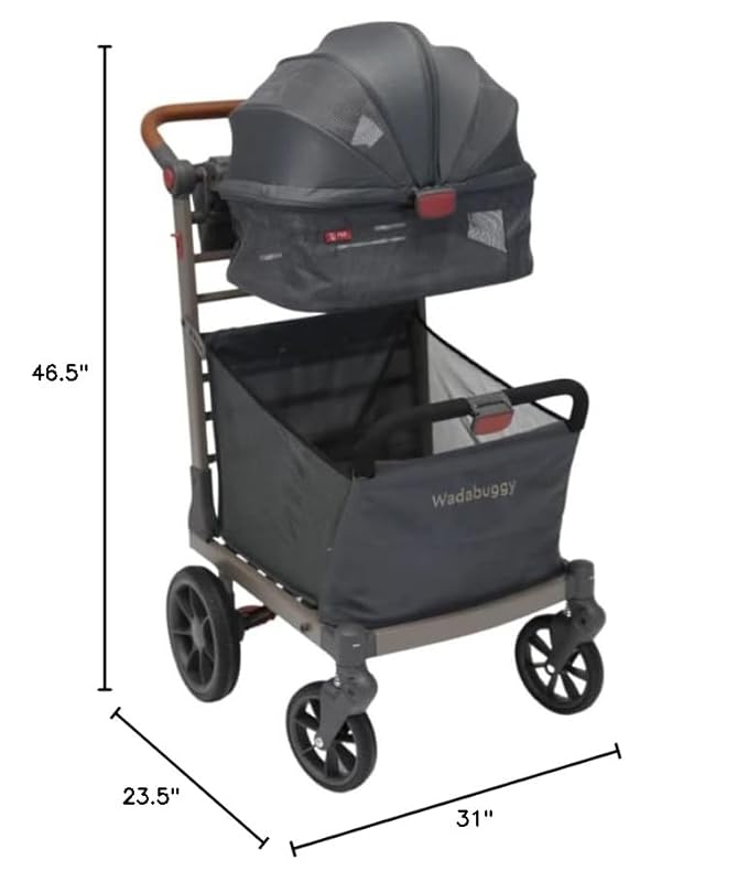 Pet Foldable Cart - Luxury Cat & Dog Stroller with Extra Large Shopping Basket, Cup Holders, & Ventilated Canopy - Easy Fold Pet Stroller for Cats & Dogs-Mewly Pet